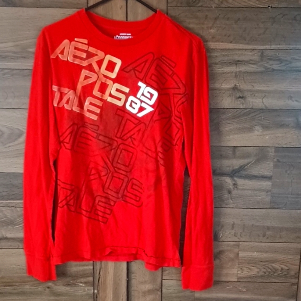 Aeropostale Red Long Sleeve Graphic Tee